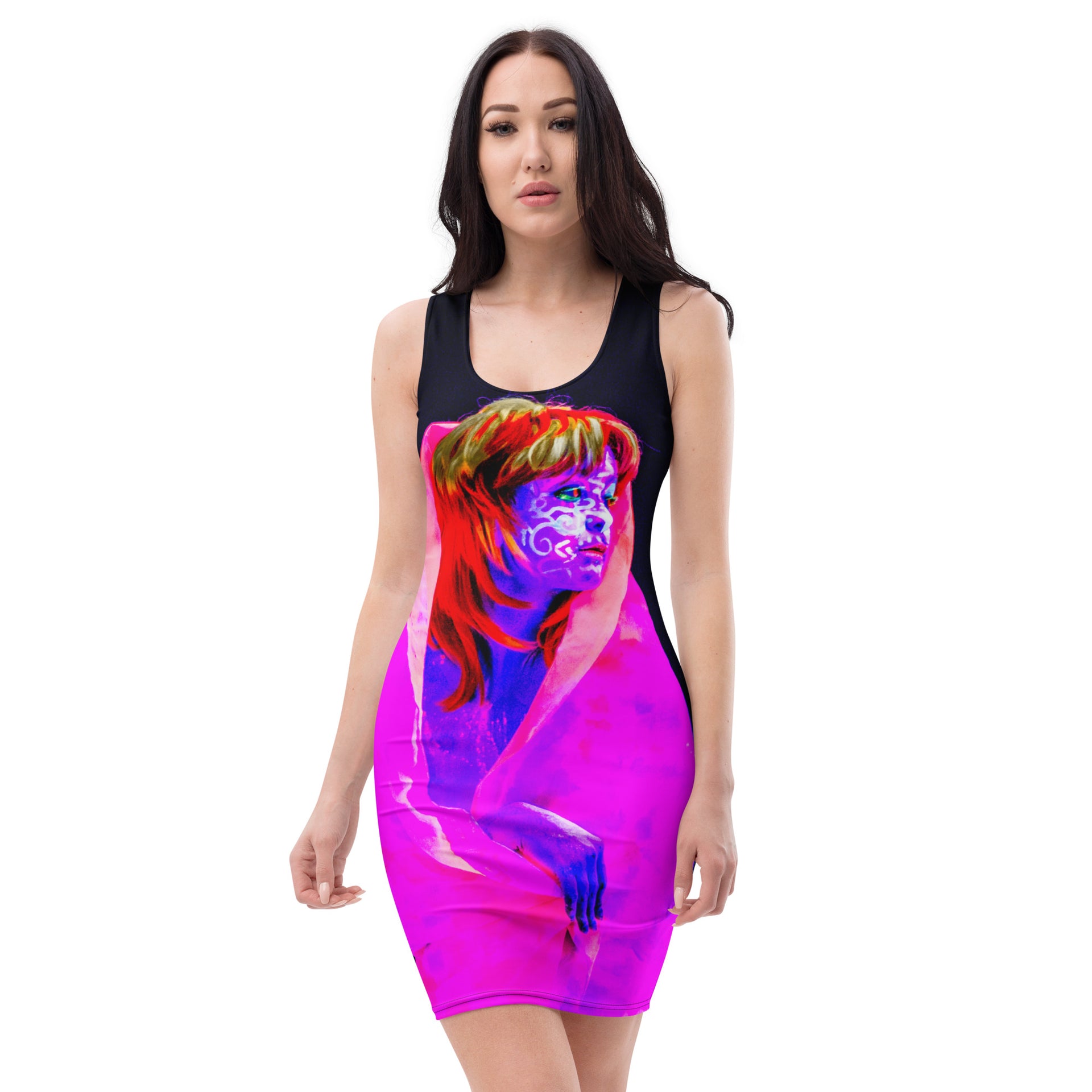 ladies fitted dress Elegant Womens Bodycon – GLOW ART spooky30 MISS UNIVERSE IN DRESS Made from stretch ITY Beden:36